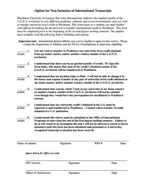 Fillable Online Washburn Option For Non Inclusion Of International