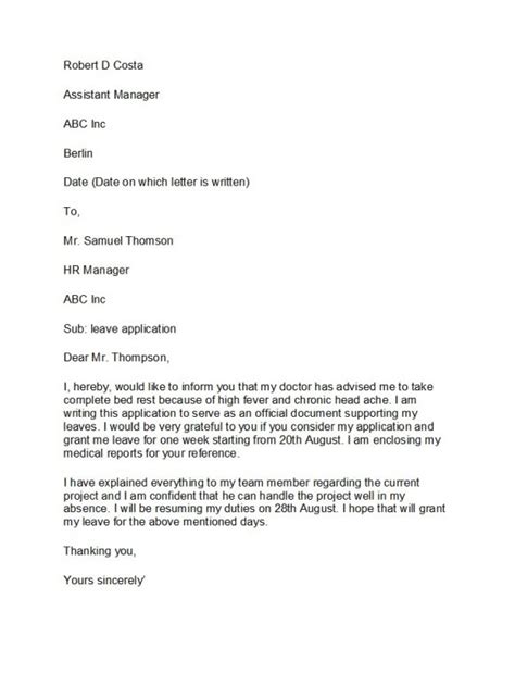 Leave Of Absence Letter For Your Needs Letter Template Collection