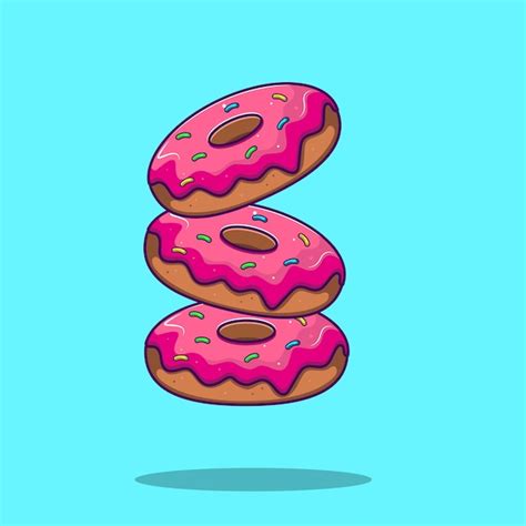 Premium Vector Donuts Cartoon Style Vector Illustration