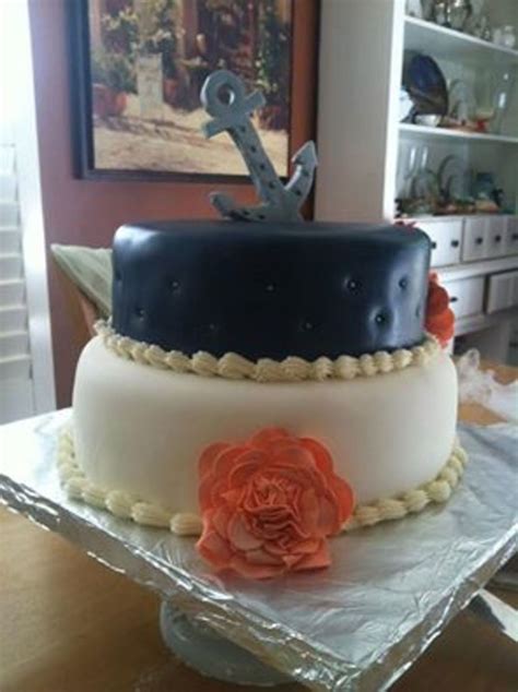 Navy And White Fondant Anchor Cake - CakeCentral.com