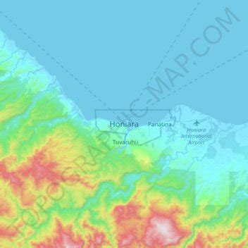 Honiara topographic map, elevation, relief