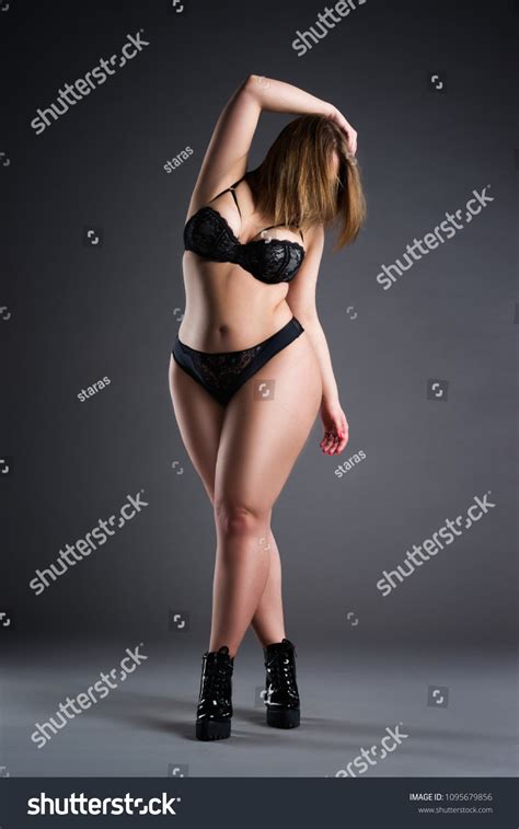 Plus Size Sexy Model Black Lingerie Stock Photo Shutterstock