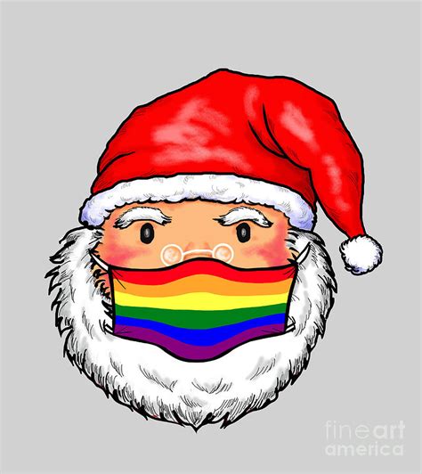 Santa Claus Gay Rainbow Face Mask Merry Christmas Digital Art By Kevin Miller Fine Art America