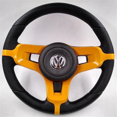 Volante Amarelo Esportivo Fusca Bras Lia Buggy C Cubo Volkswagen