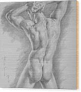 Original Charcoal Drawing Art Male Nude On Paper Drawing By