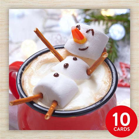 Christmas Cards Packs Hot Chocolate Marshmallow Snowman Ouch It S