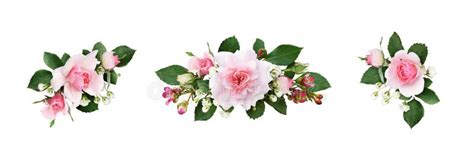 Conjunto De Pequenos Arranjos Florais Flores Rosas Cor De Rosa E