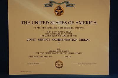 Joint Service Commendation Medal (JSCM) and Original Embossed ...