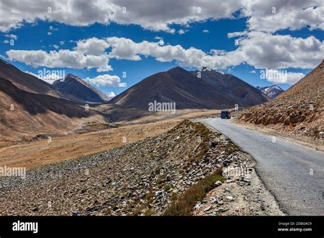 Road In Himalayas Near Kardung La Pass Ladakh India Stock Photo Alamy