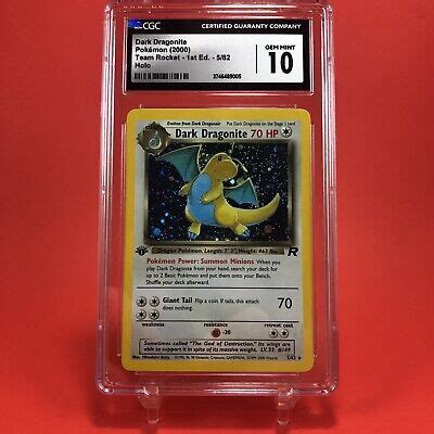 Cgc Gem Mint Dark Dragonite Holo St Edition Team Rocket