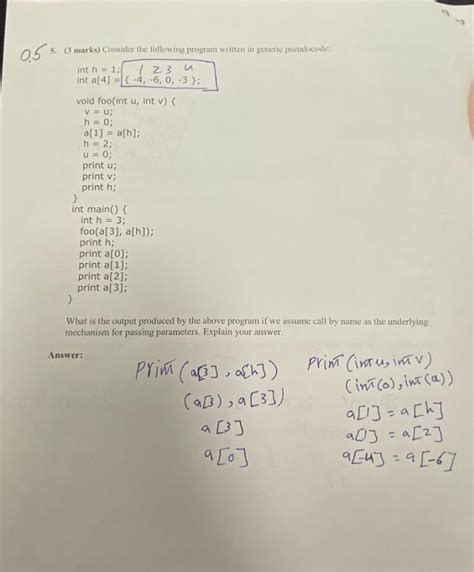 Solved 5 3 Marks Consider The Following Program Written Chegg