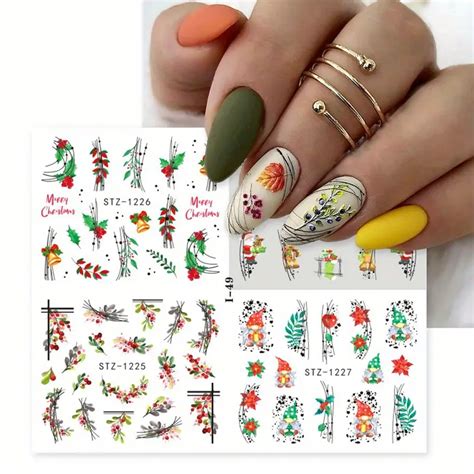 Christmas Cartoon Nail Water Transfer Stickers Santa Claus Temu Ireland