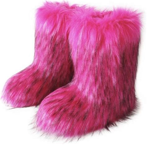 Pink Stylish Fur Boots Depop Pink Fur Boots Furry Boots Outfit