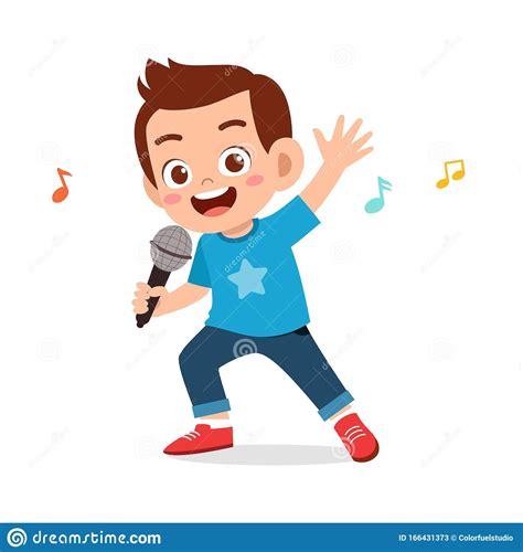 Happy Cute Kid Boy Sing A Song Stock Vector Illustration Of Show