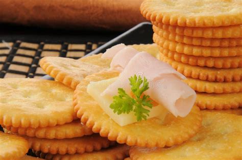 Crackers With Ham And Cheese Stock Image Image Of Horizontal Parsley