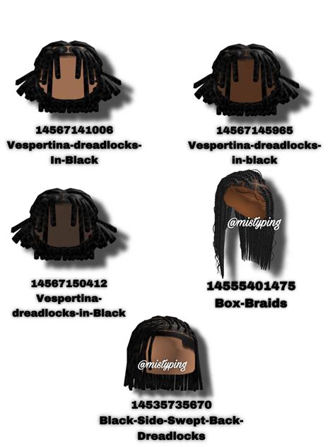 New Hair Codes Box Braids And More Stud Outfits Black Hair Roblox