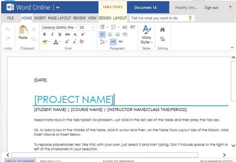 School Project Task List Template For Word Online