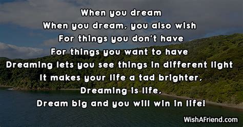 When you dream, Dreams Poem