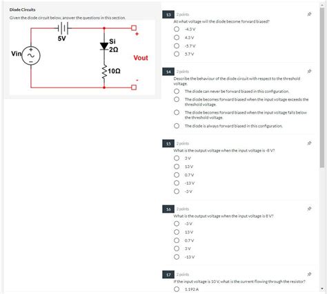 Solved Diode Circuits Given The Diode Circuit Below Answer