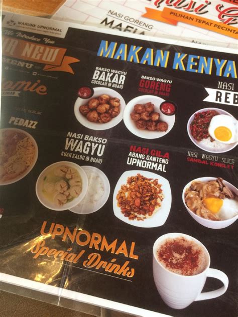 Menu At Warunk Upnormal Cafe Tasikmalaya