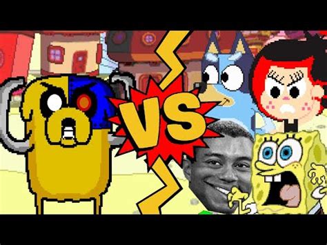 M U G E N Battles Cyber Jake Vs SpongeBob Bluey Hanazuki Omega Tiger