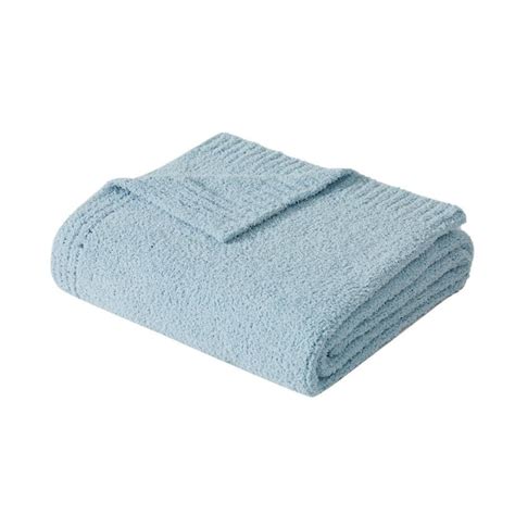 Truly Soft Cozy Knit Throw Light Blue Polyester 1-Piece 50 x 70 Throw Blanket TH5553LB-9100 ...