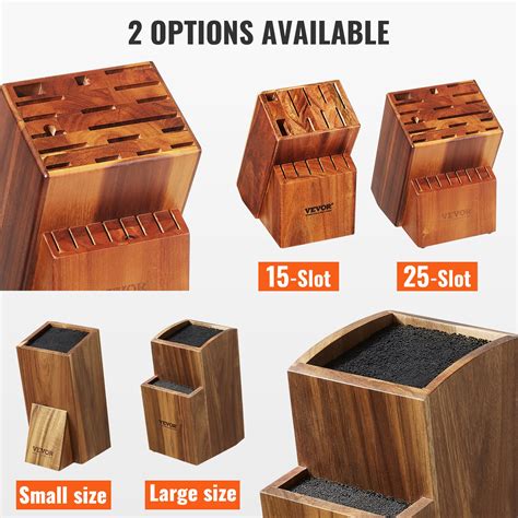 Vevor Knife Storage Block 25 Slots Acacia Wood Universal Knife Holders