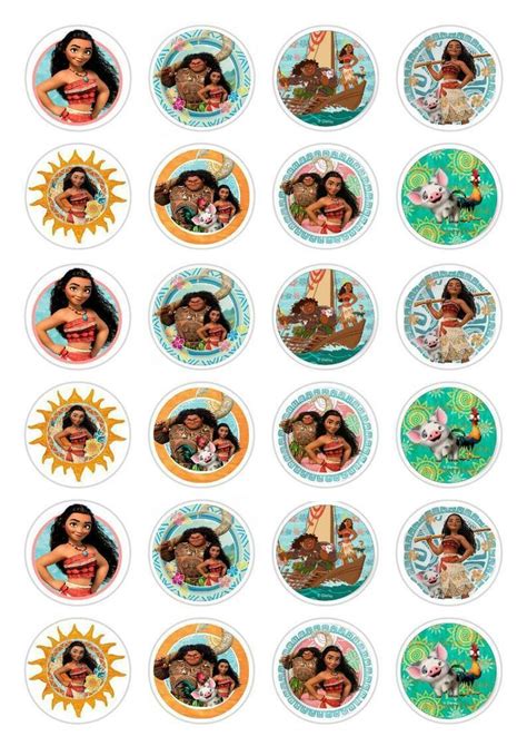 24 Moana Movie Cupcake Fairy Cake Toppers Edible Rice Wafer Paper