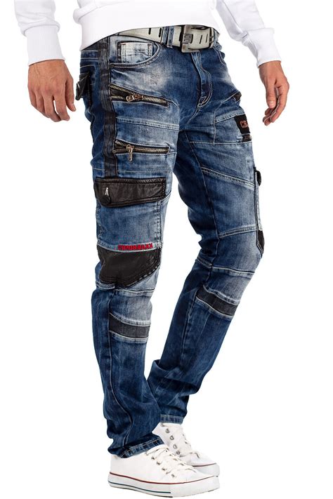 Cipo Baxx Herren Jeans Hose Besonderes Zweifarbig Cargo Streetwear