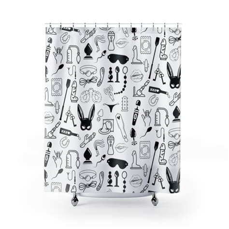 Naughty Toys Shower Curtain Funny Shower Curtain Naughty Home Decor Sex Toys Print Funky