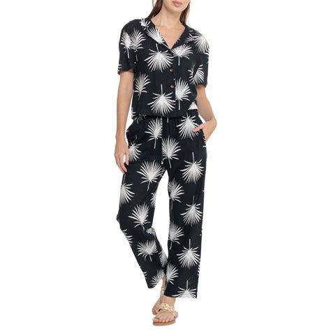 Nicole Miller New York Button Front Camp Shirt and Pull-On Pants Set