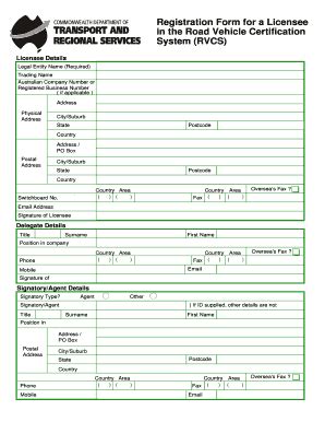 Fillable Online Registration Form For A Licensee In The Road Vehicle