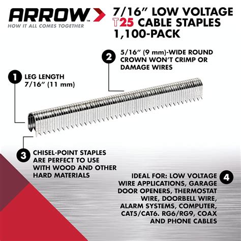 Arrow Grapas De Corona Redonda T Resistentes Para Cable Y Cableado