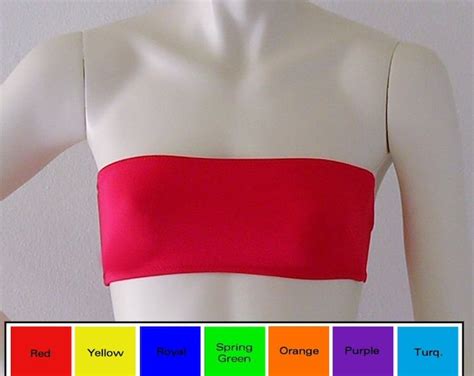 Bandeau Bikini Top In Custom Bra Sizes In Red Royal Blue Orange Yellow Green Purple