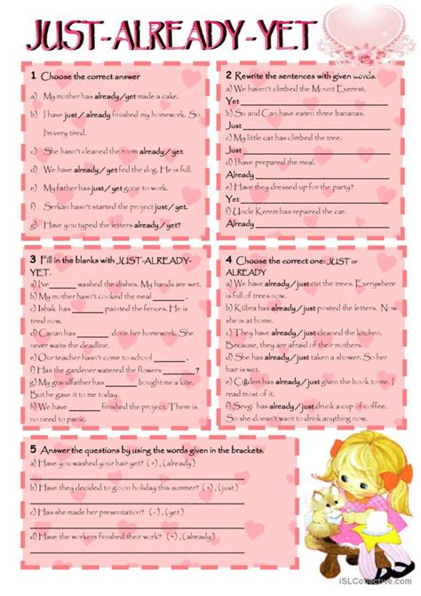 Just Already Yet English Esl Worksheets Pdf Doc