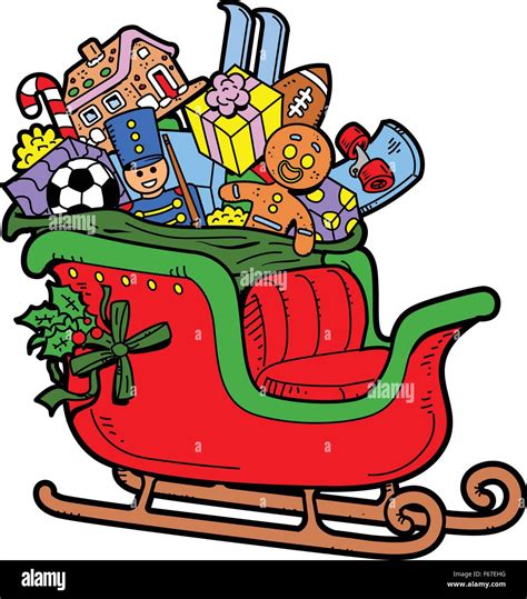 Santa's Sleigh Filled with Christmas Toys and Presents Stock Vector ...