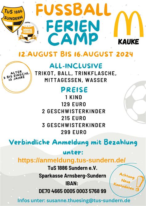 Jetzt Zum Fu Ballcamp Anmelden Tus Sundern E V