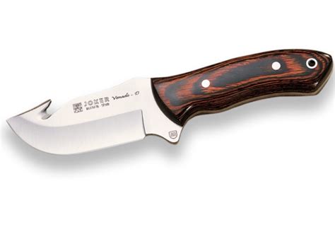 GUT HOOK 10 CM STAINLESS STEEL FIXED BLADE SKINNER RED WOOD HANDLE KNIFE