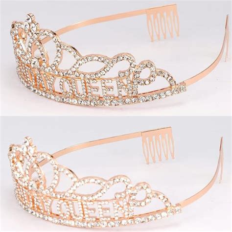 Rose Gold Birthday Crowns For Women Birthday Queen Sash And Tiara For