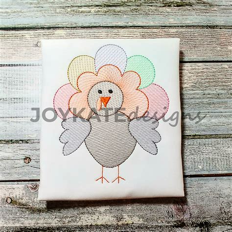 Turkey Light Sketch Fill Embroidery Design Joy Kate Designs