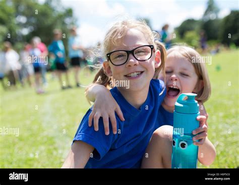 Girls at sports day Stock Photo - Alamy