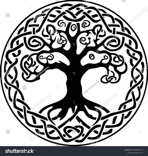 Yggdrasil Tree Vector Isolated On White Royalty Free Stock Vector 2290071377