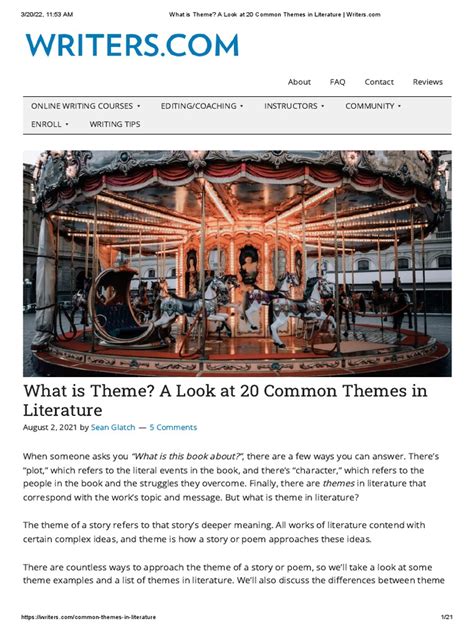 What Is Theme - A Look at 20 Common Themes in Literature | PDF