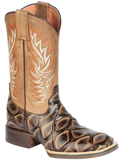 Men S Jumbo Fish Print Cow Leather Western Cowboy Boots Jar Boot S