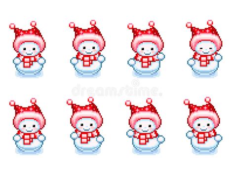 Lutin D Animation De Bonhomme De Neige De Danse Dans Le Style De Pixel