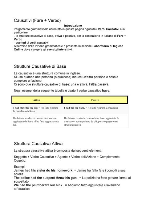 Causativi Strutture Causative di Base La causativa è una struttura