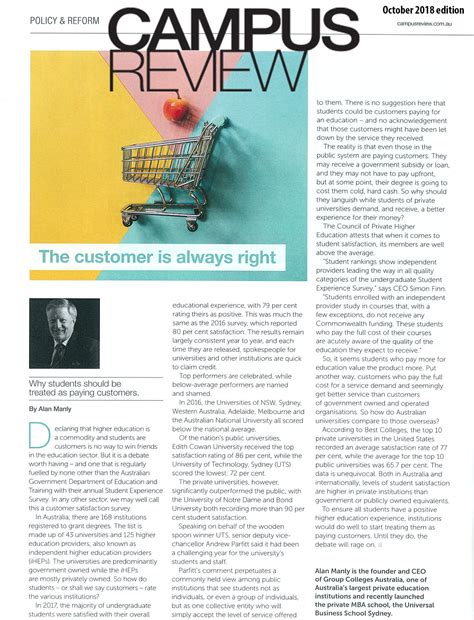 Media Coverage: Campus Review October 2018 - Independent Higher