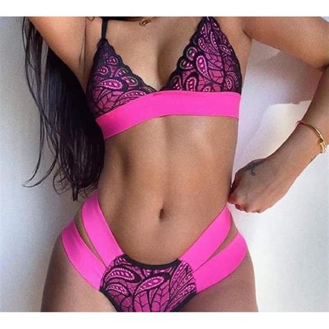 Conjunto Lingerie Calcinha E Suti Detalhe Neon Forro Promo O Shopee Brasil