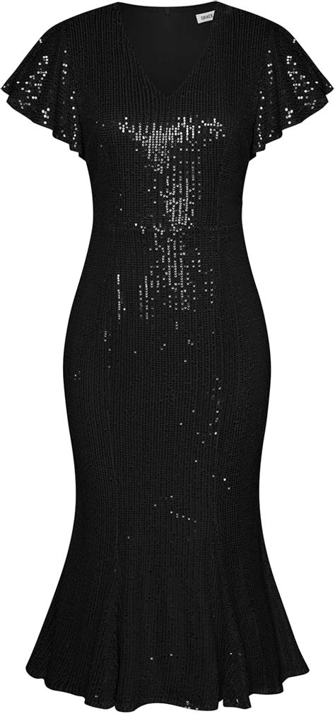 Grace Karin Womens Formal Sequin Dress Cap Sleeve Elegant Mermaid Dress Glitter