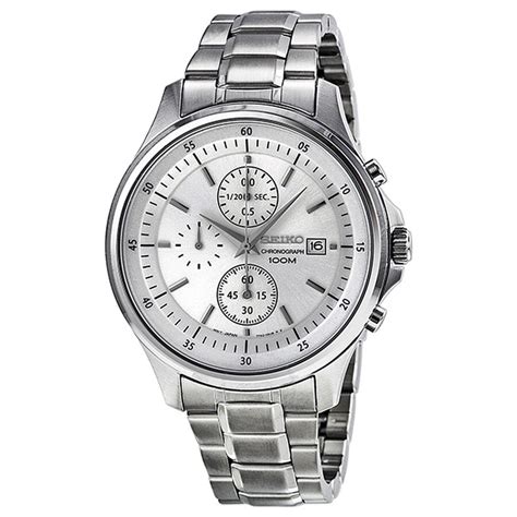 Seiko Silver Dial Chronograph Stainless Steel Mens Watch Snde17 029665166135 Watches